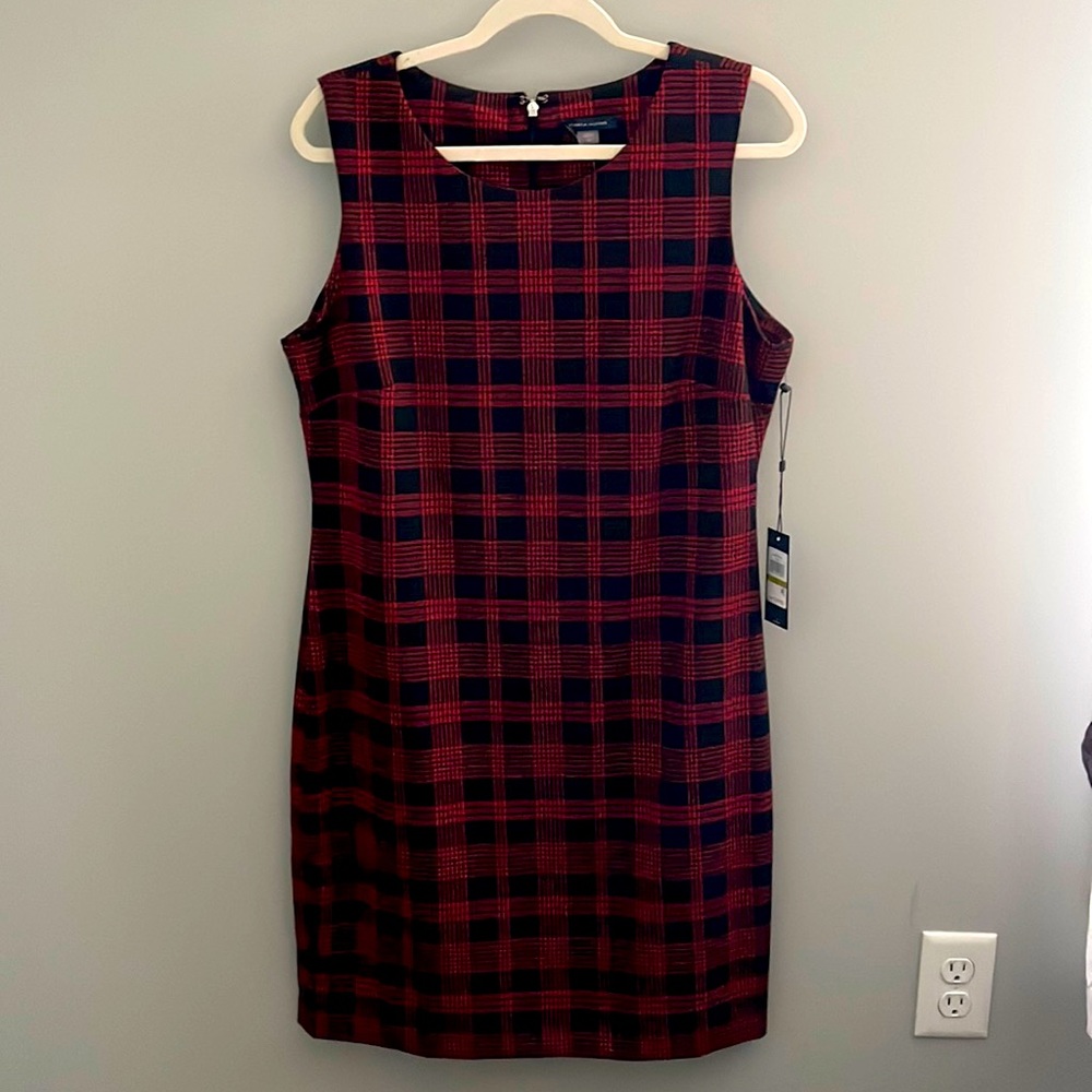 New with tags- Tommy Hilfiger red/black plaid sleeveless dress. Size 14